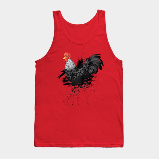 Grunge Black Rooster Tank Top by AnnArtshock